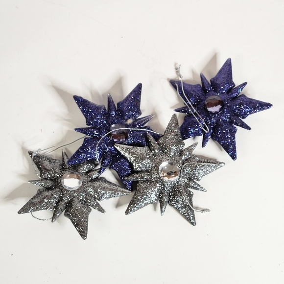 CHRISTMAS BLUE AND GREY GLITTER STAR ORNAMENT - Picture 10 of 10